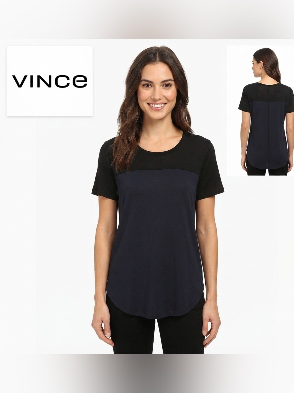 Vince Black/Blue Short Sleeve Top Extra Small